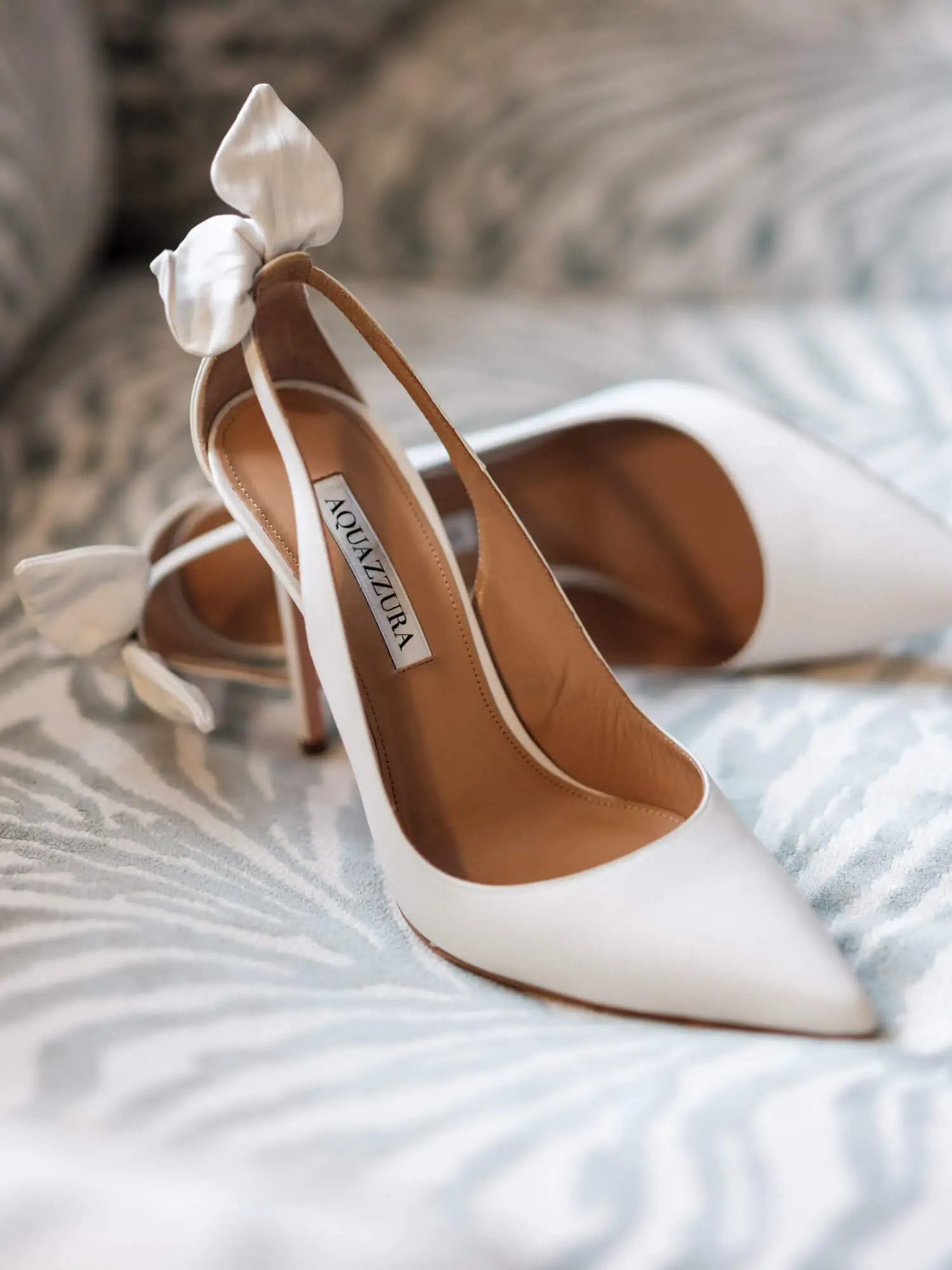 Bridal shoes photographed as part of the wedding preparations