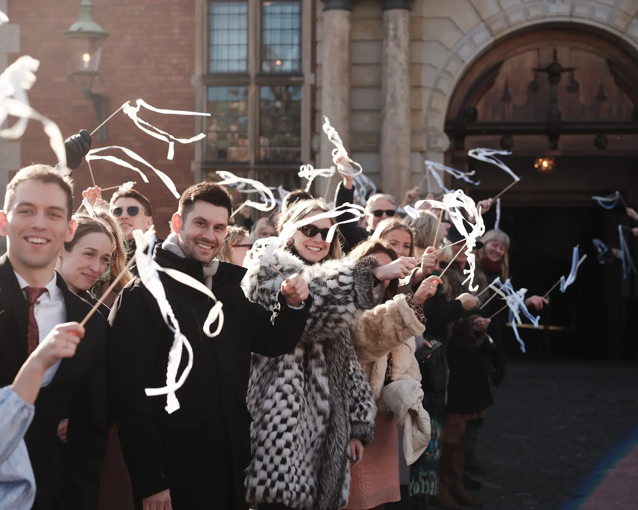 Wedding exit with movement and celebration