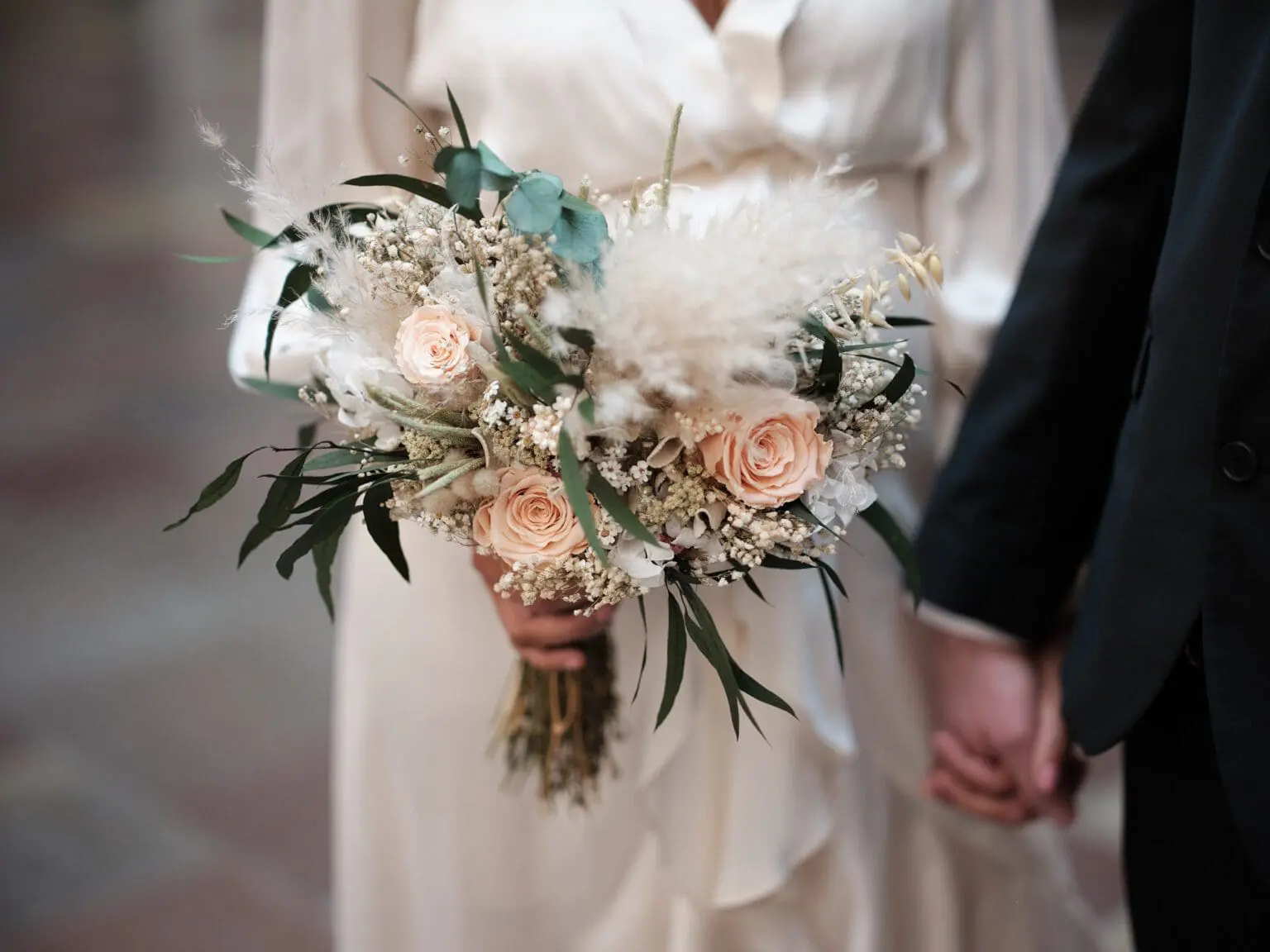 Exquisite bridal bouquet held during Copenhagen City Hall wedding, by Nordic Wedding Photographer.